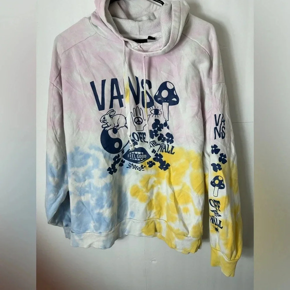 VANS Off The Wall Graphic Hoodie Men's Small Tie Dye Pullover Multicolor Floral - Picture 1 of 6